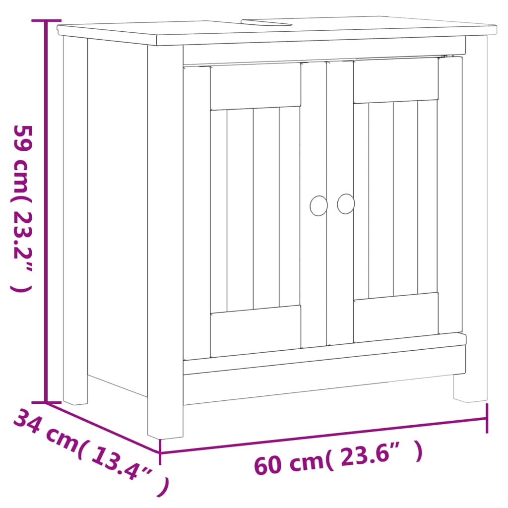 vidaXL Bathroom Sink Cabinet Vanity Cabinet Cupboard BERG Solid Wood Pine