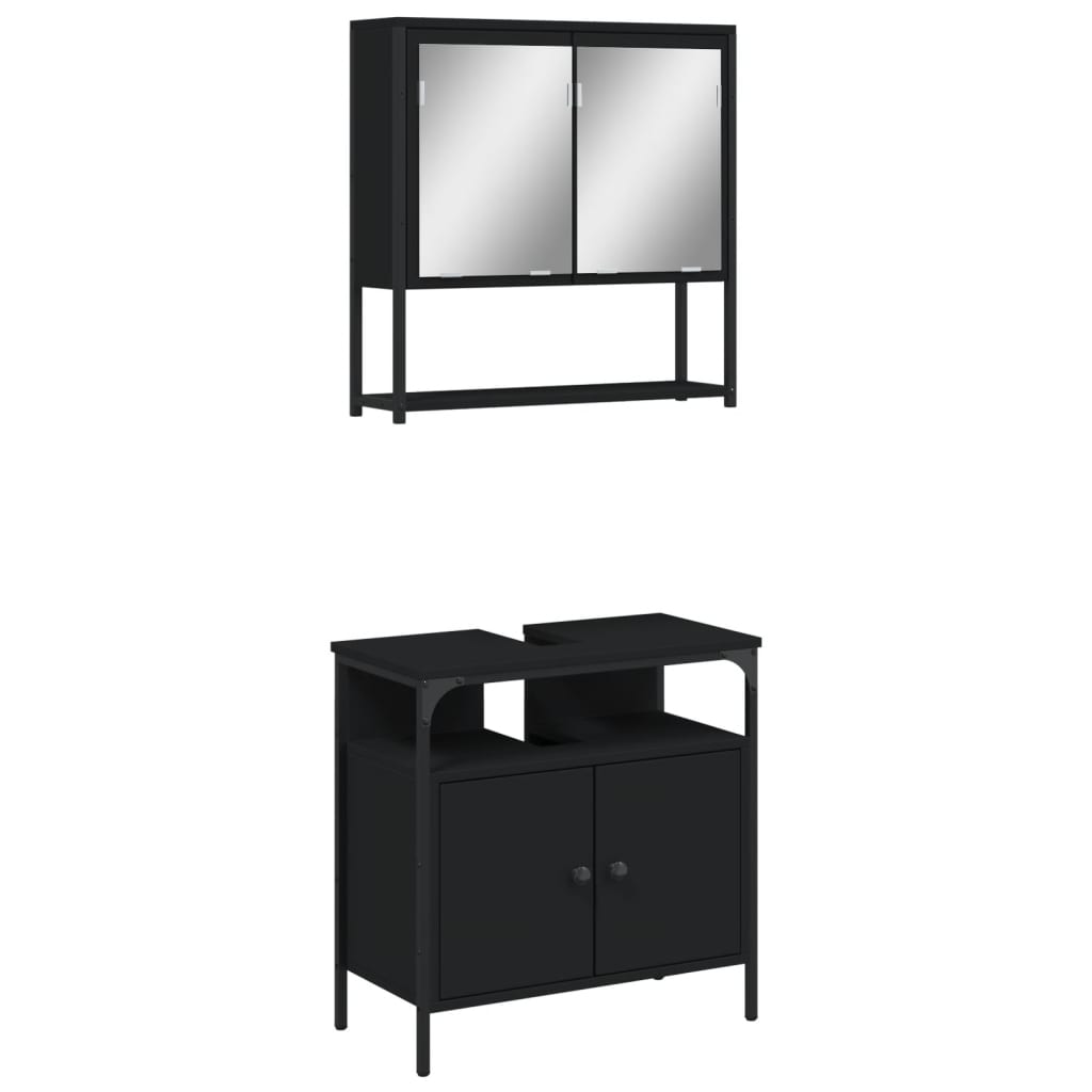 vidaXL Bathroom Furniture Set Storage Vanity Unit 2 Piece Engineered Wood