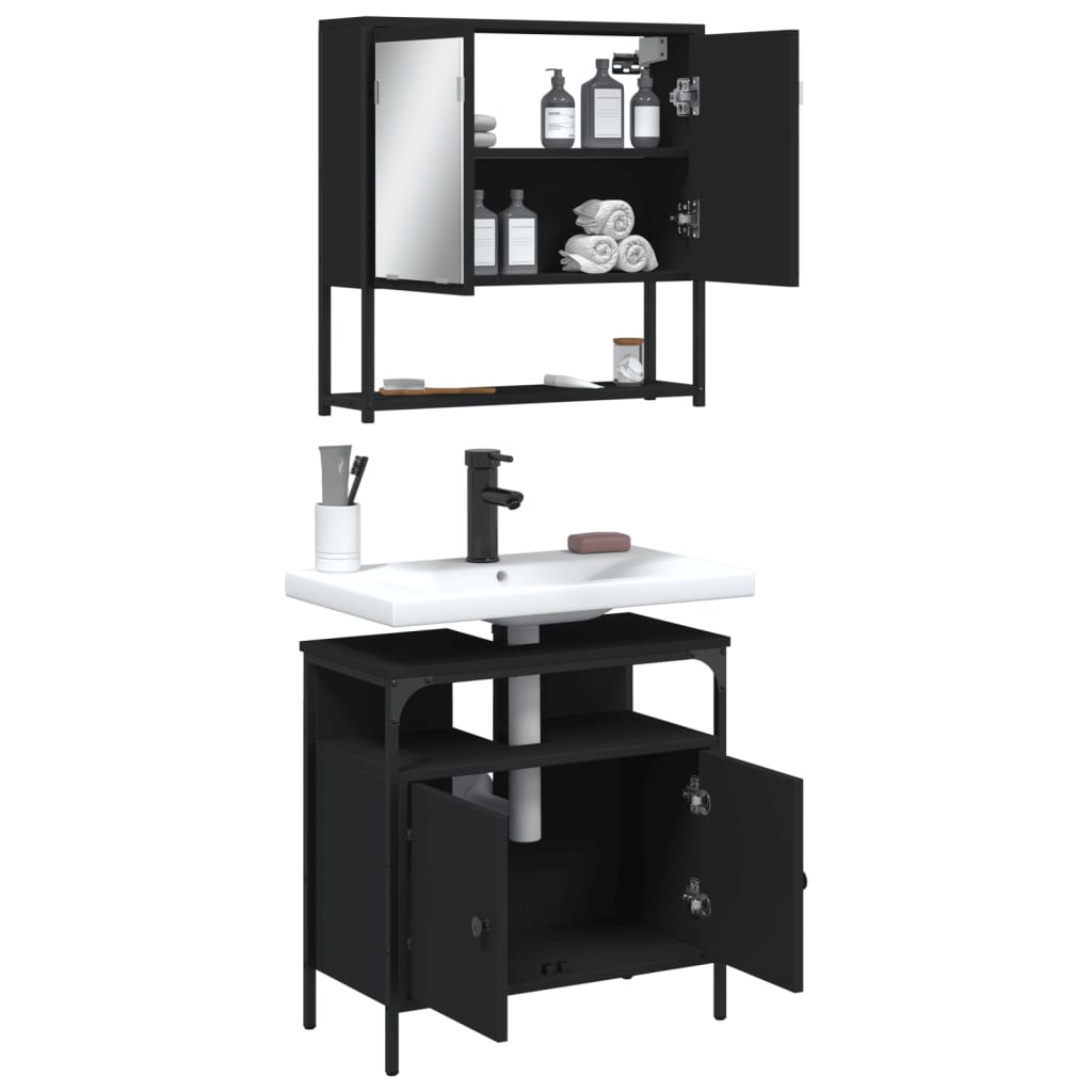 vidaXL Bathroom Furniture Set Storage Vanity Unit 2 Piece Engineered Wood