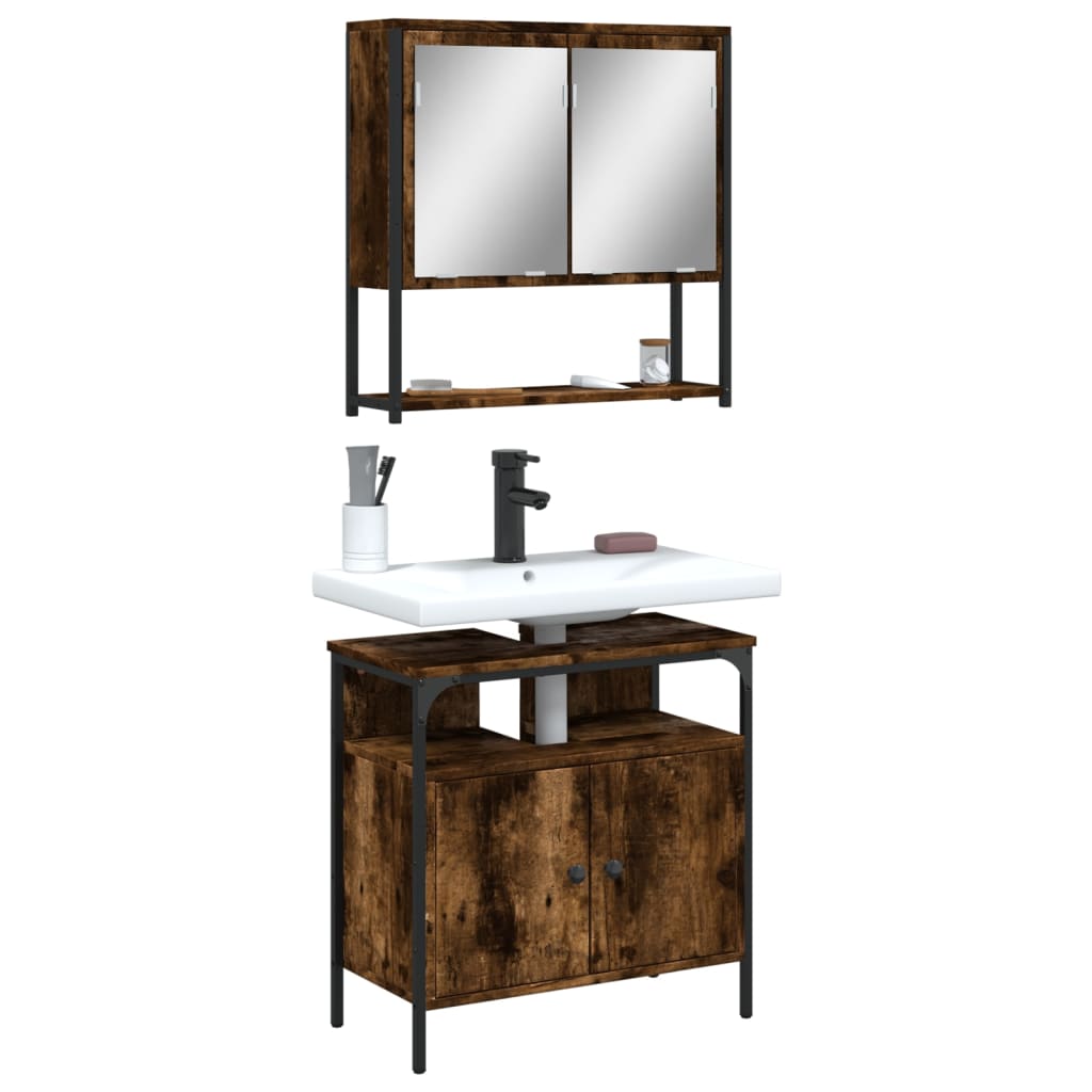 vidaXL Bathroom Furniture Set Storage Vanity Unit 2 Piece Engineered Wood