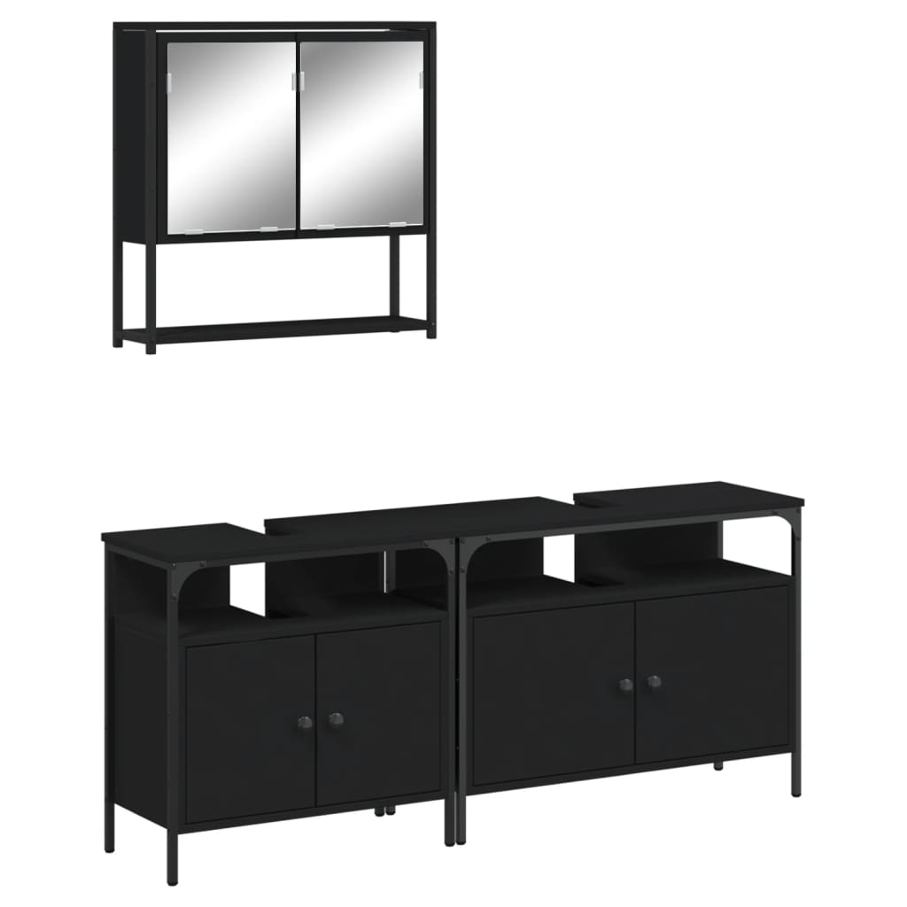 vidaXL Bathroom Furniture Set Storage Cabinet Washroom 3 Piece Engineered Wood
