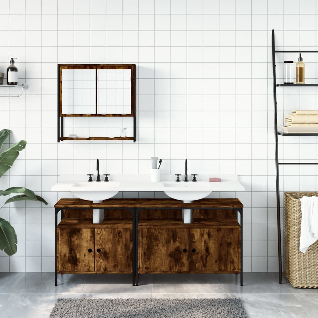 vidaXL Bathroom Furniture Set Storage Cabinet Washroom 3 Piece Engineered Wood