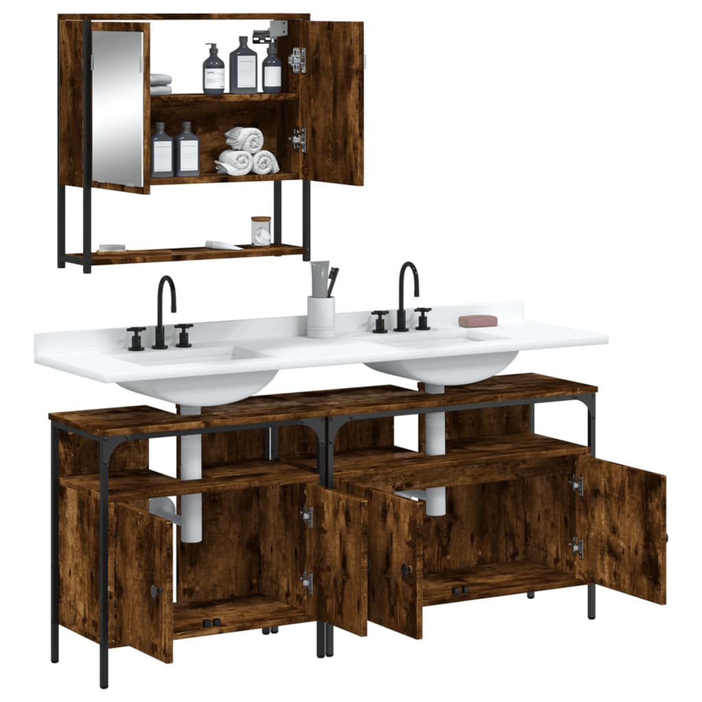 vidaXL Bathroom Furniture Set Storage Cabinet Washroom 3 Piece Engineered Wood