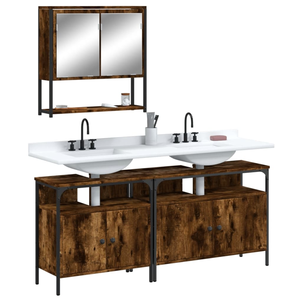 vidaXL Bathroom Furniture Set Storage Cabinet Washroom 3 Piece Engineered Wood