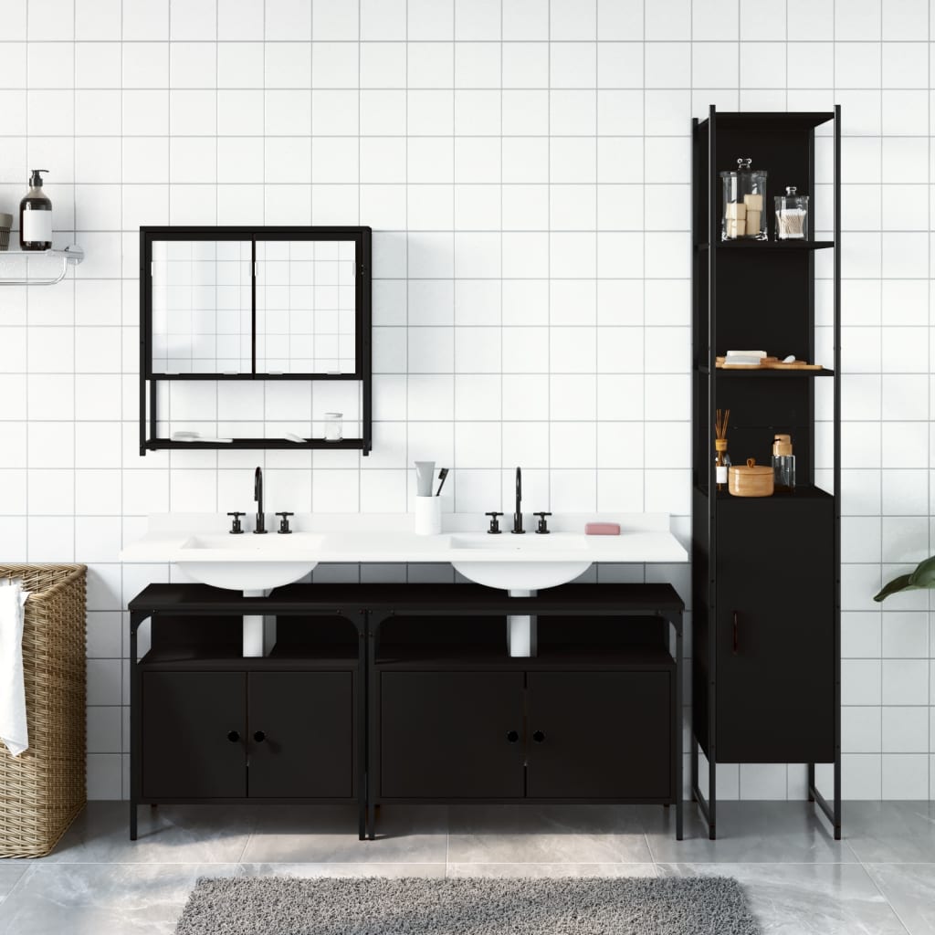 vidaXL Bathroom Furniture Set Storage Cabinet Washroom 4 Piece Engineered Wood