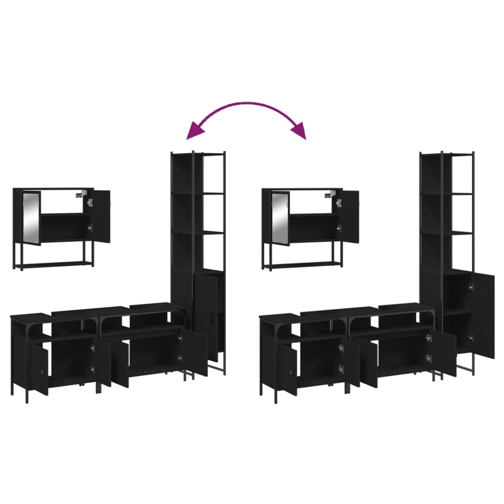 vidaXL Bathroom Furniture Set Storage Cabinet Washroom 4 Piece Engineered Wood