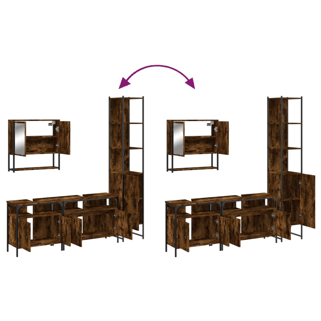 vidaXL Bathroom Furniture Set Storage Cabinet Washroom 4 Piece Engineered Wood