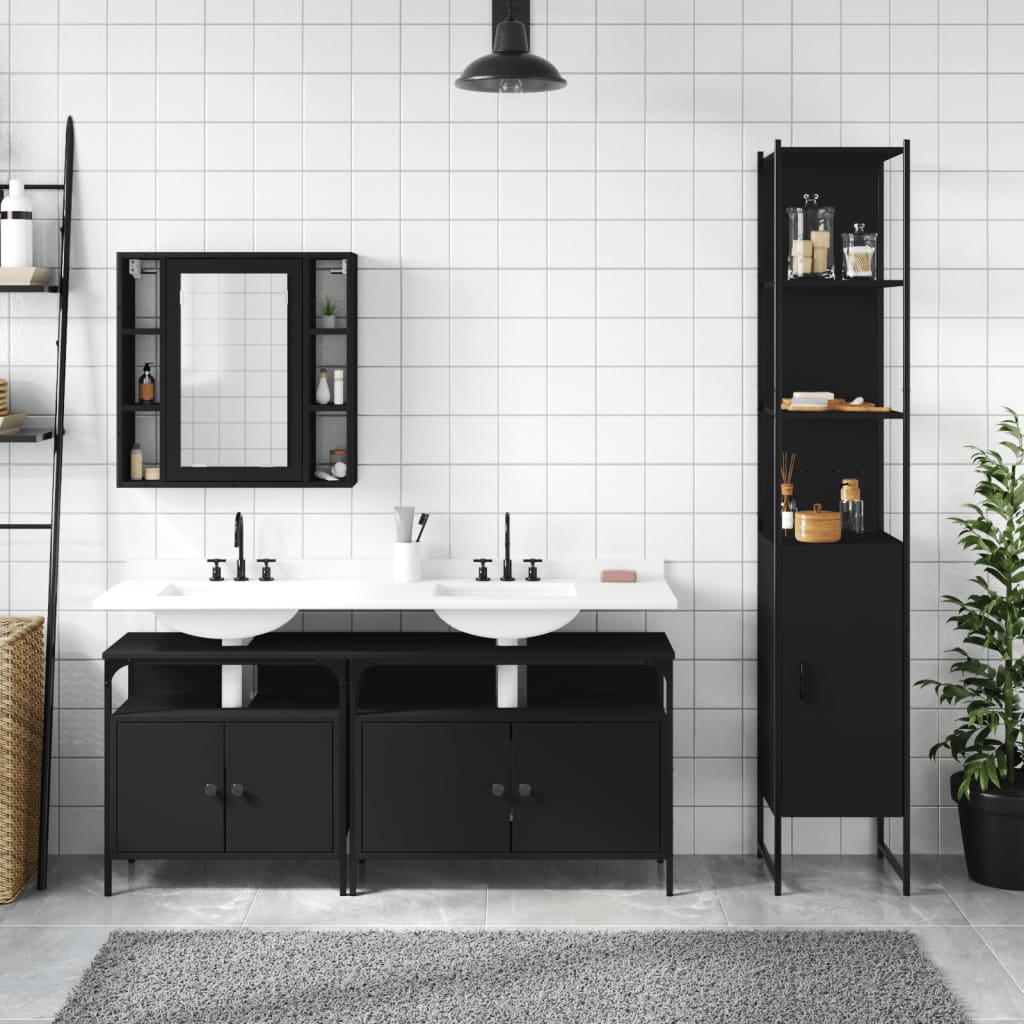 vidaXL Bathroom Cabinet Set Storage Cabinet Furniture 4 Piece Engineered Wood