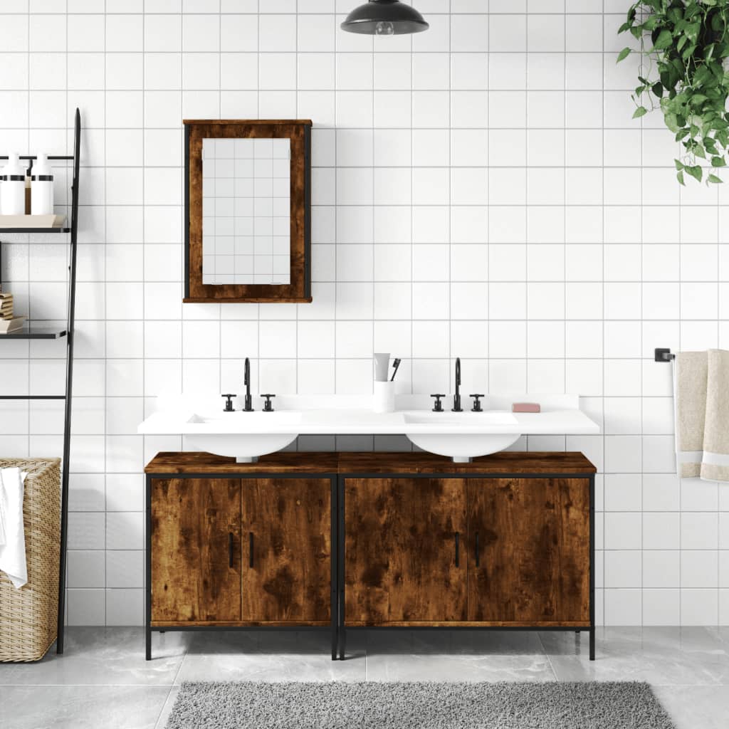 vidaXL 3 Piece Bathroom Furniture Set Black Engineered Wood