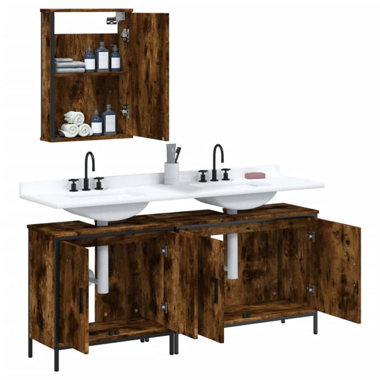 vidaXL 3 Piece Bathroom Furniture Set Black Engineered Wood