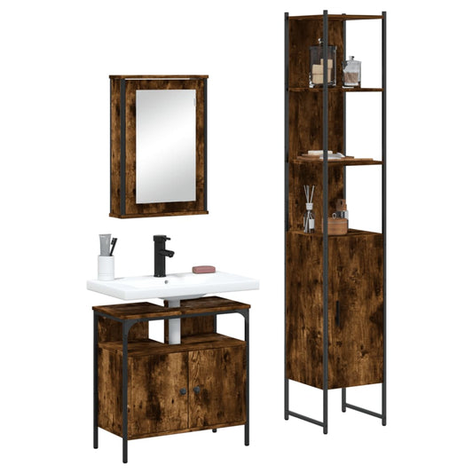 vidaXL 3 Piece Bathroom Furniture Set Black Engineered Wood