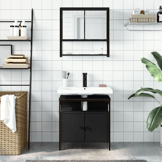 vidaXL Bathroom Furniture Set Storage Vanity Unit 2 Piece Engineered Wood