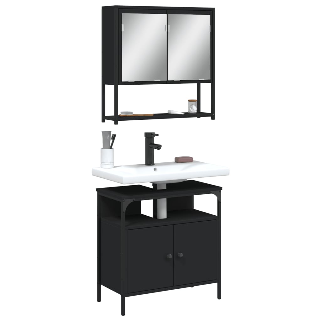 vidaXL Bathroom Furniture Set Storage Vanity Unit 2 Piece Engineered Wood