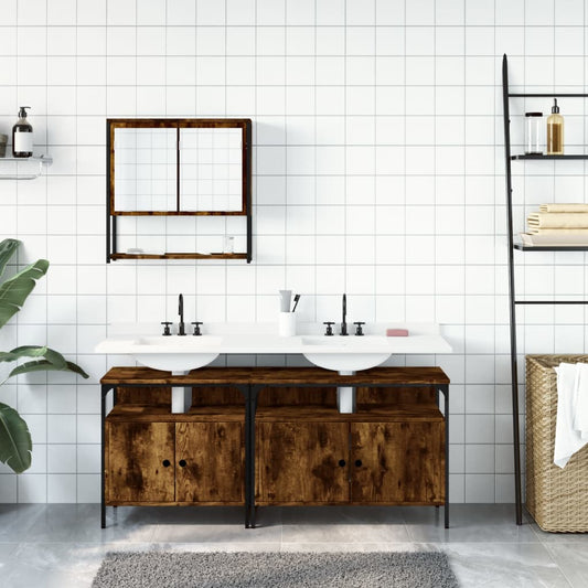 vidaXL Bathroom Furniture Set Storage Cabinet Washroom 3 Piece Engineered Wood
