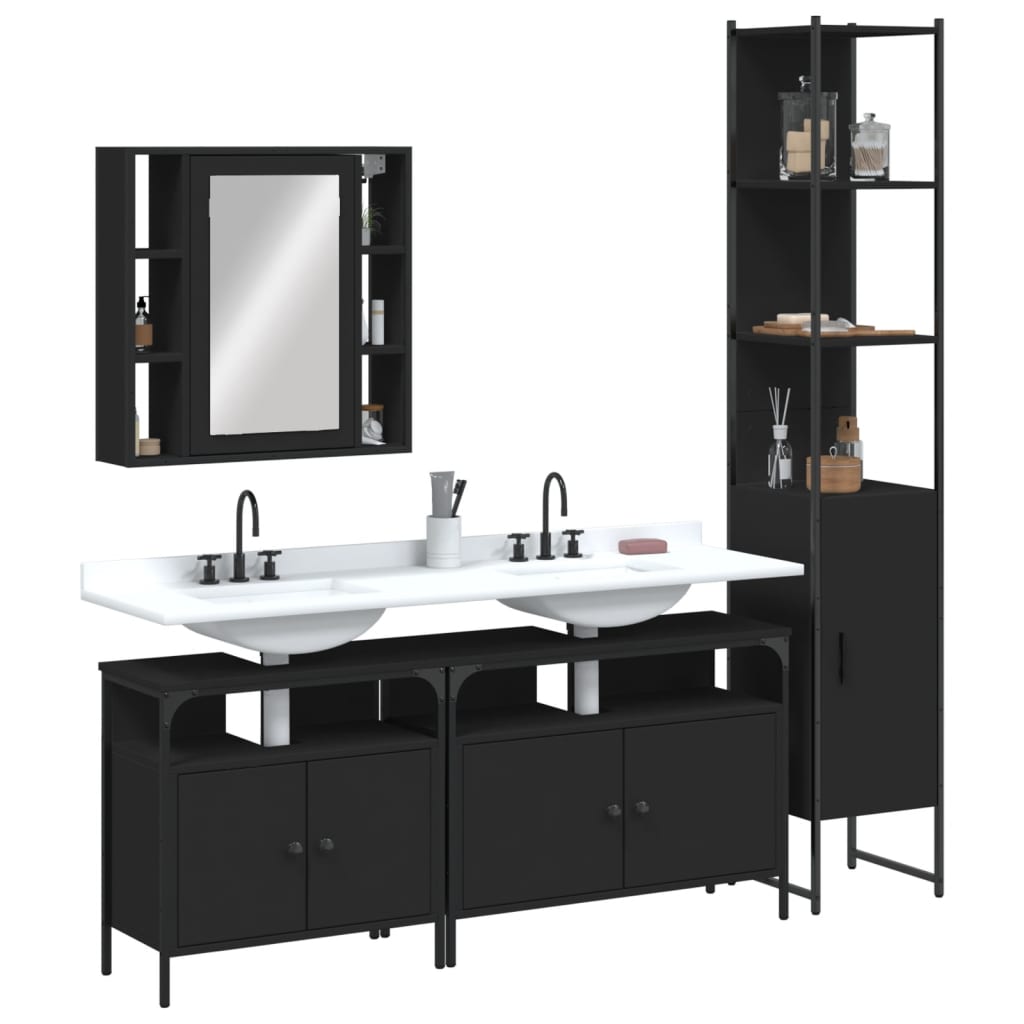 vidaXL Bathroom Cabinet Set Storage Cabinet Furniture 4 Piece Engineered Wood