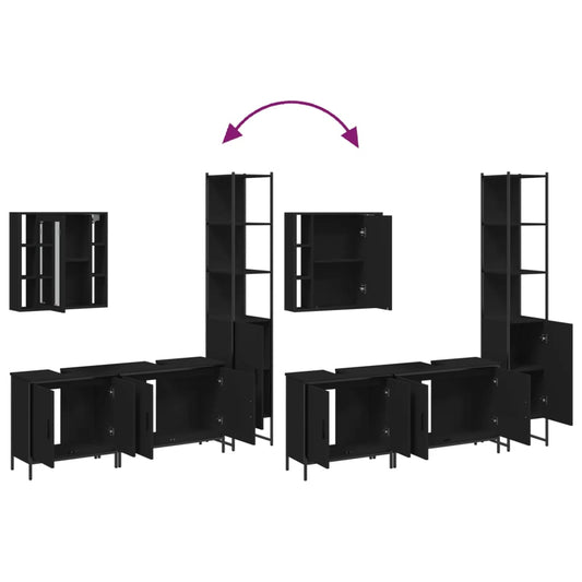 vidaXL 4 Piece Bathroom Cabinet Set Black Engineered Wood